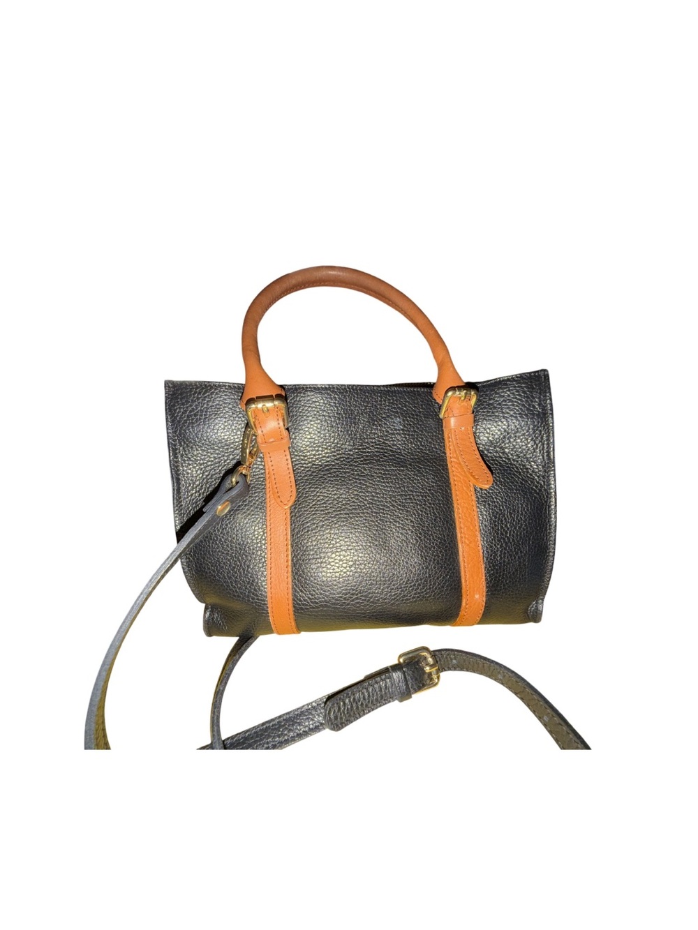 Valentina Black Satchel with Tan Trim